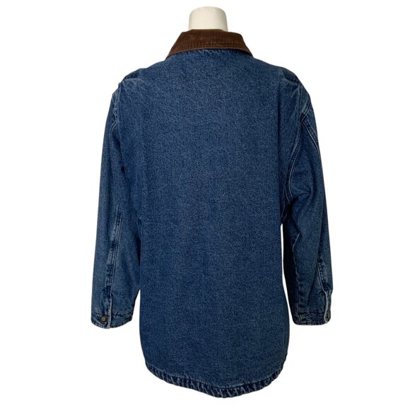 St. John's Bay Vintage Denim Barn Coat L Blue Button Front Pockets Chore Jacket - Picture 2 of 15